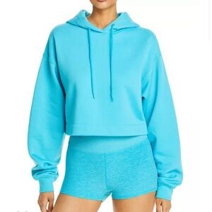 Alo Yoga cropped turquoise hoodie